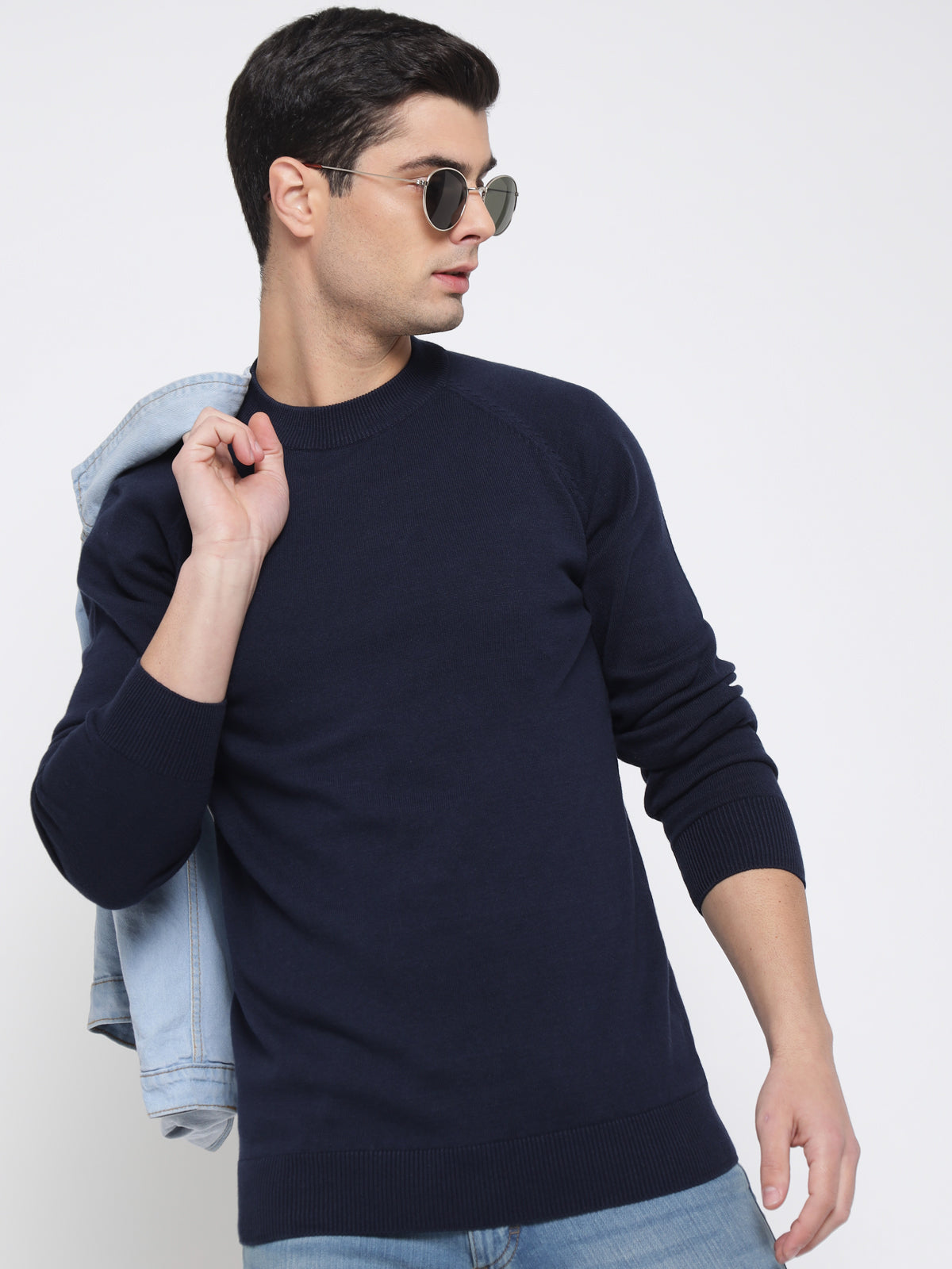Navy Blue Basic Soft Sweater For Men 4