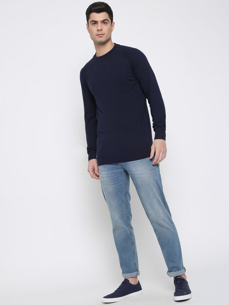 Navy Blue Basic Soft Sweater For Men 5