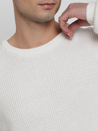 Off White Purl Knit Sweater For Men 6
