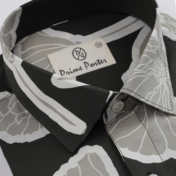 Olive Colour Flower Printed Pure Cotton Shirt For Men 1