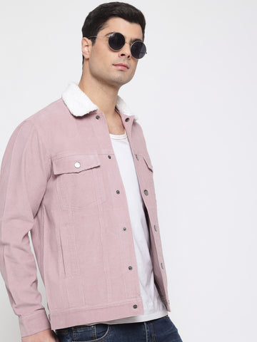 Pink Corduroy Jacket For Men