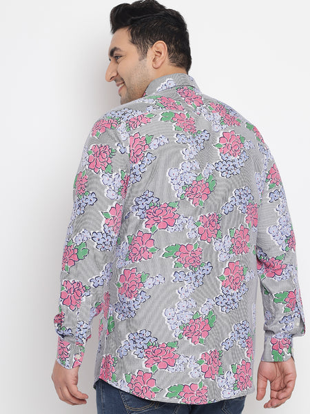 Pink Floral Printed Shirt For Men Plus 6