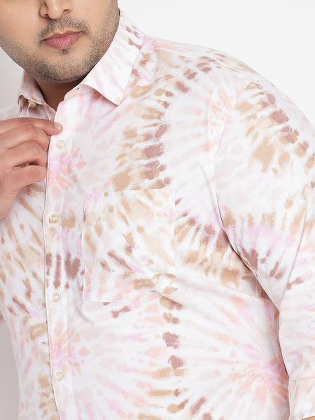 Pink Tie Dye Printed Shirt For Men Plus 1