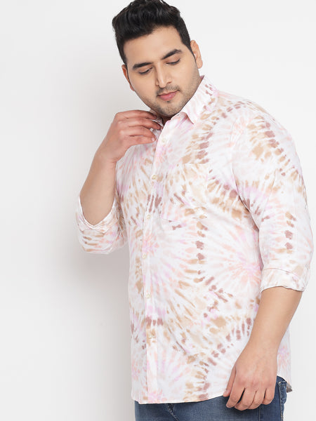 Pink Tie Dye Printed Shirt For Men Plus 2