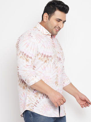Pink Tie Dye Printed Shirt For Men Plus 3