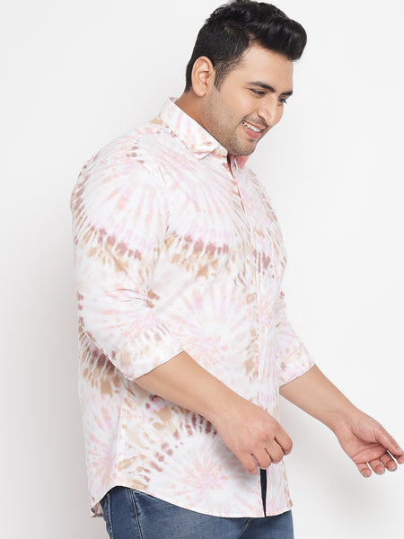 Pink Tie Dye Printed Shirt For Men Plus 3