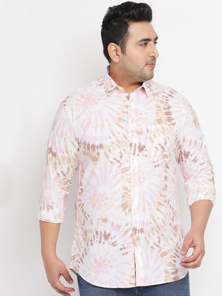 Pink Tie Dye Printed Shirt For Men Plus 4