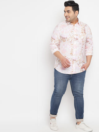 Pink Tie Dye Printed Shirt For Men Plus 5