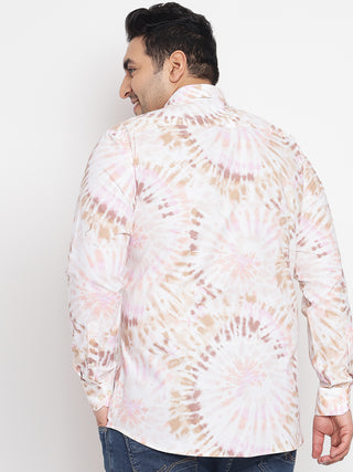 Pink Tie Dye Printed Shirt For Men Plus 6