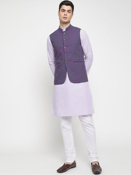 Purple Checkered Nehru Jacket 5