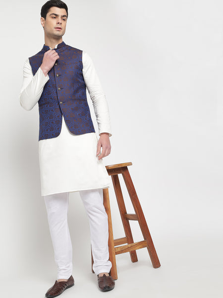 Purple Colour Motif Printed Nehru Jacket 1