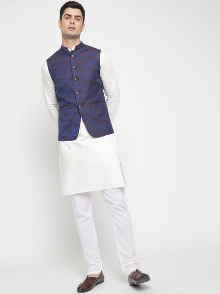 Purple Colour Motif Printed Nehru Jacket 6