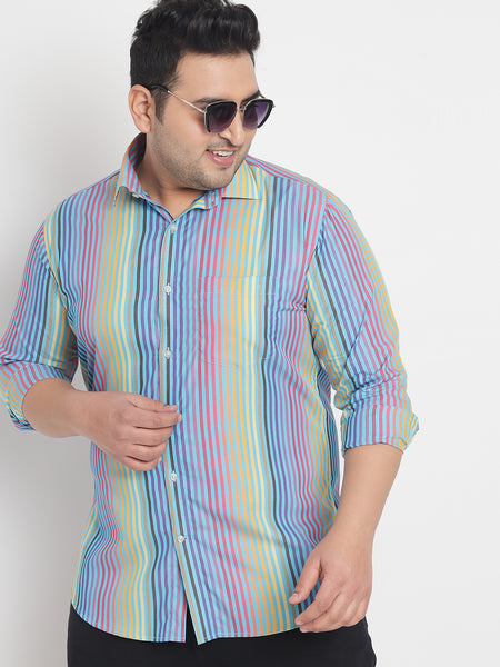 Rainbow Coloured Stripe Shirt For Men Plus 1