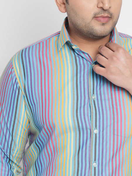 Rainbow Coloured Stripe Shirt For Men Plus 2