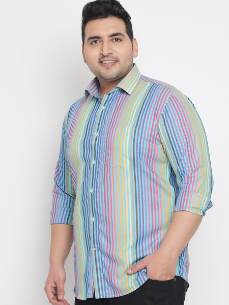 Rainbow Coloured Stripe Shirt For Men Plus 4