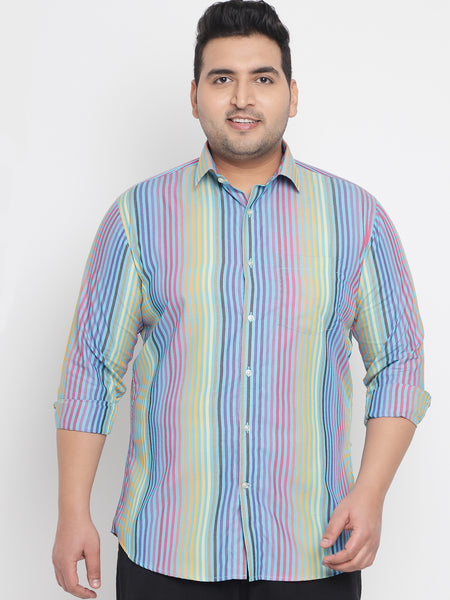 Rainbow Coloured Stripe Shirt For Men Plus 5