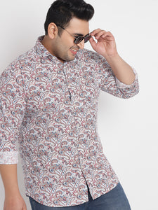 Red Coloured Printed Shirt For Men Plus