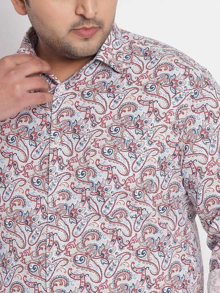 Red Coloured Printed Shirt For Men Plus 1