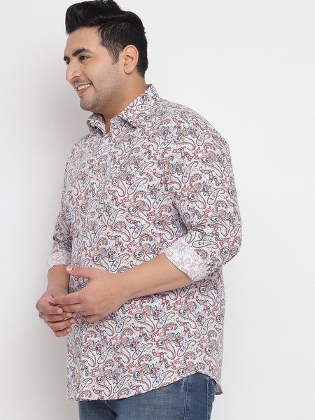 Red Coloured Printed Shirt For Men Plus 2