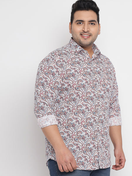 Red Coloured Printed Shirt For Men Plus 3