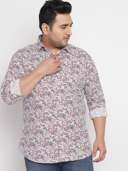 Red Coloured Printed Shirt For Men Plus 4