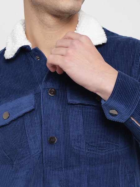 Royal Blue Corduroy Jacket For Men 6