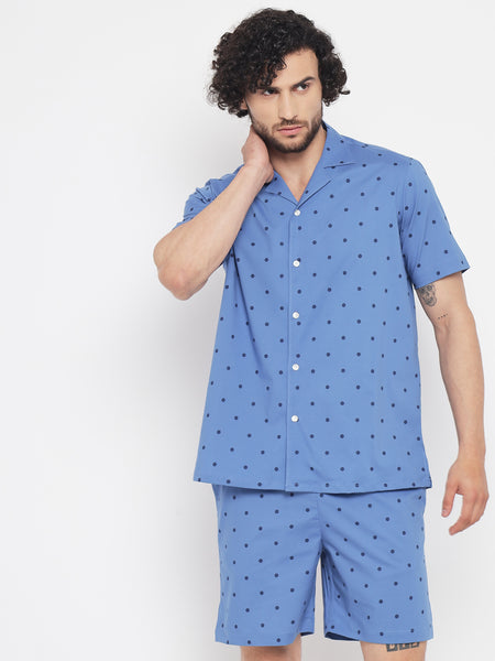 Yale Blue Polka Dots Printed Co-Ords Set 5