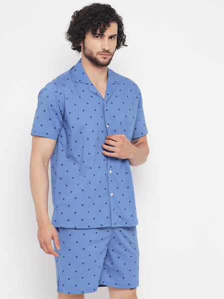 Yale Blue Polka Dots Printed Co-Ords Set 2