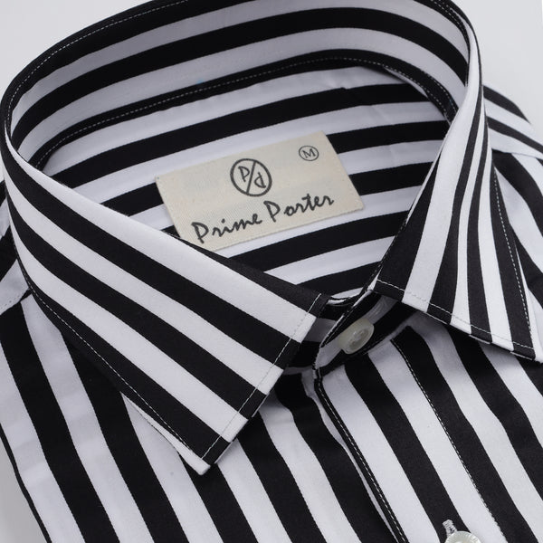 Zebra Black And White Striped Pure Cotton Shirt For Men 2