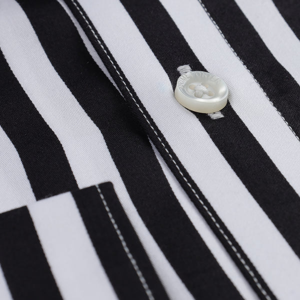 Zebra Black And White Striped Pure Cotton Shirt For Men 3